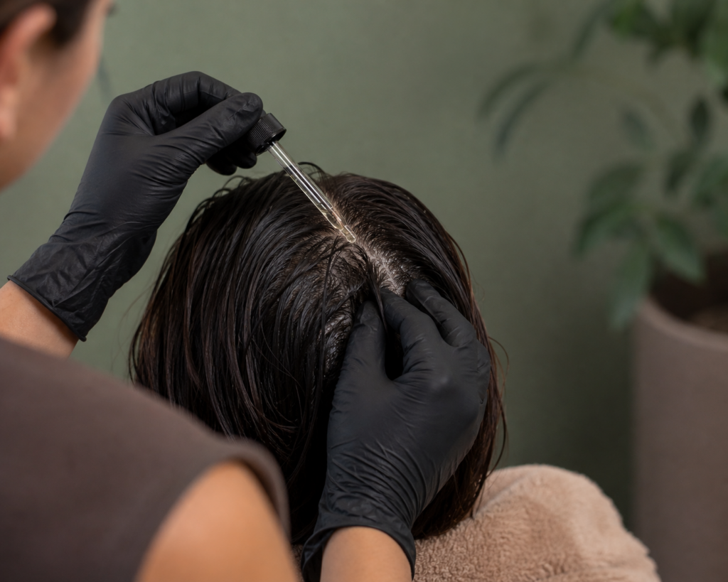 Nourishing scalp treatment with restorative oils at Li's Spa Redmond WA