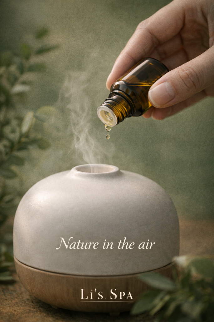 Aromatherapy essential oil diffuser in a treatment room at Li's Spa Redmond