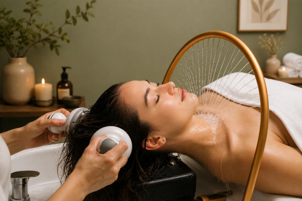 Hydro shower scalp treatment at Li's Spa Redmond