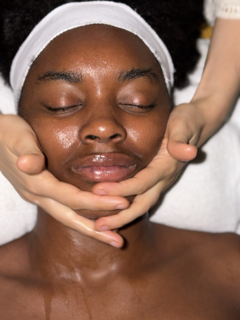 Professional facial massage for sculpting and lymphatic drainage at Li's Spa in Redmond, WA