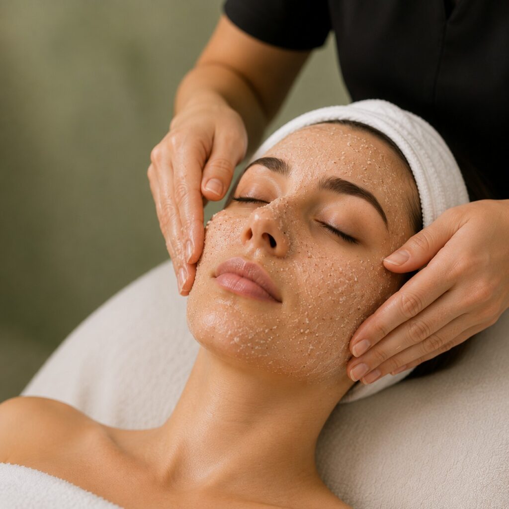 Exfoliating facial scrub treatment for smooth radiant skin at Li's Spa in Redmond, WA