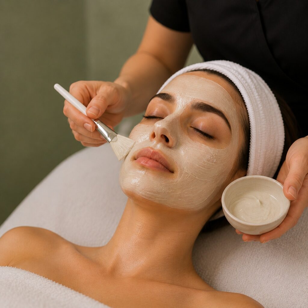 Brightening face pack treatment for luminous glowing skin at Li's Spa in Redmond, WA